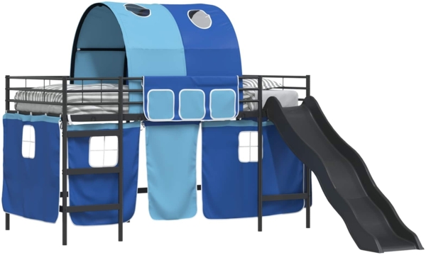 vidaXL Loft-Bettenrahmen für Kinder mit Vorhängen, Wölbung, Rutsche 42020837