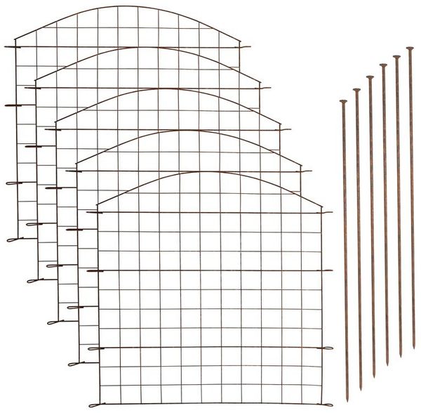 Estexo 11-tlg. Set Gitterzaun, Metall Rost, 71x79 cm
