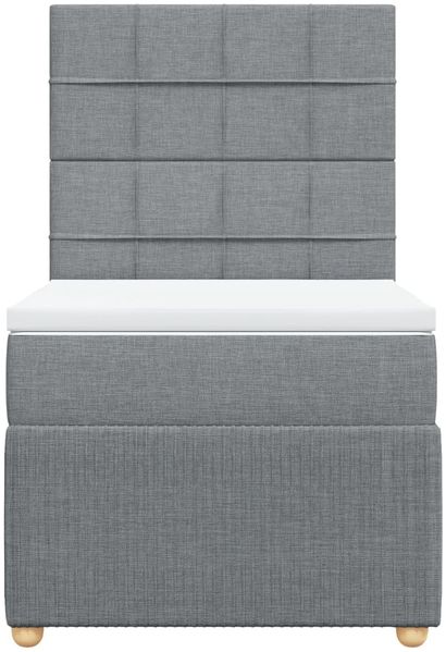 vidaXL Boxspringbett mit Matratze Hellgrau 90x200 cm Stoff 3294239 Bild 6