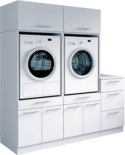 Laundreezy Mehrzweckschrank-Set Laundreezy, 5-tlg. Mehrzweckschrank-Set B/H/T 186/200/68 cm, (5-St), Breite 186 cm, Soft-Close-Funktion, höhenverstellbare Füße