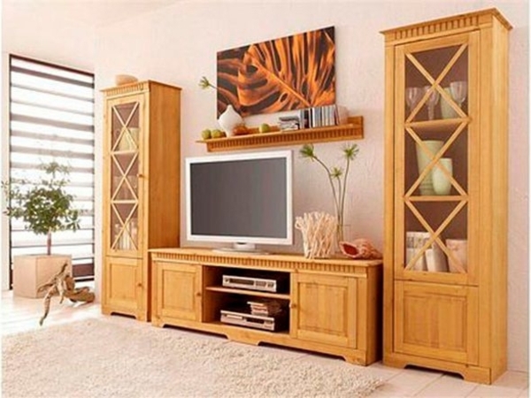 Home affaire Wohnwand Lisa, (Set, 3-St), bestehend aus zwei Vitrinen und einem Lowboard, massives Kiefernholz Bild 3