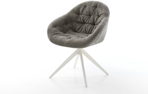 Drehstuhl Gaio-Flex Bouclé Soft Schlamm Kreuzgestell breit Weiß 360° drehbar Wippfunktion