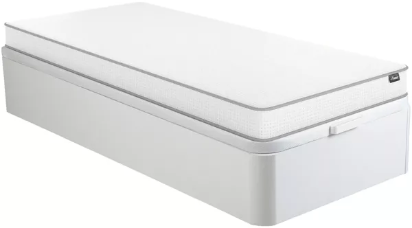 Vente-unique - ASTYANAX II Mattress and bed base set StoffHolz, Platte Weiß - B 90 cm x H 12 cm30 cm x L 190 cm