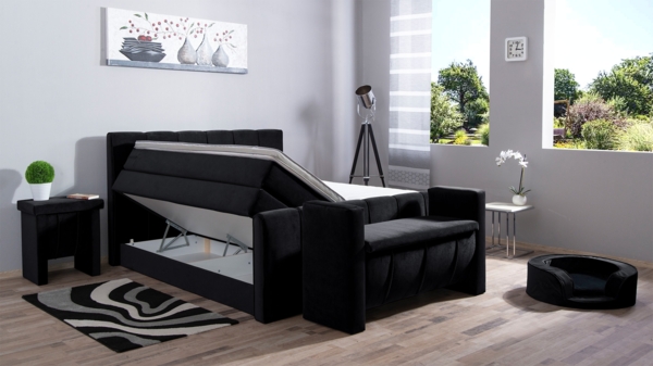 Meisterbetten Boxspringbett Roki 240x220 in VS-Schwarz, Matratzenbezug Nano, Ergoflex-Topper, mit Fussteil Bild 3