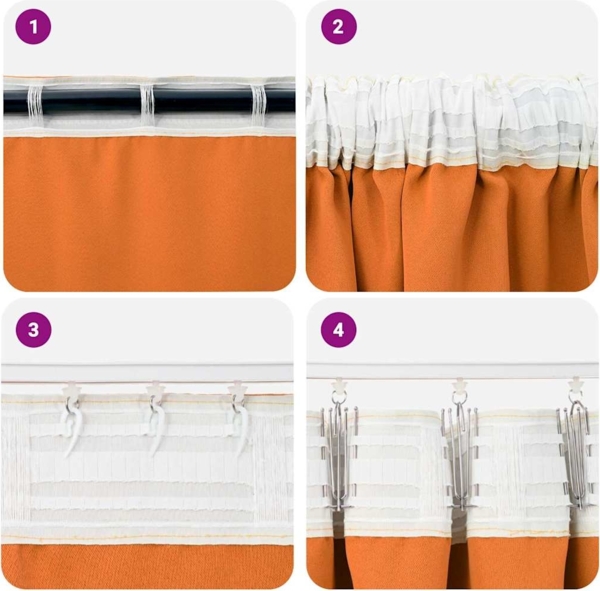 vidaXL Verdunkelungs-Vorhänge mit Ringen 2 pcs Helles Orange 4107512 Bild 6