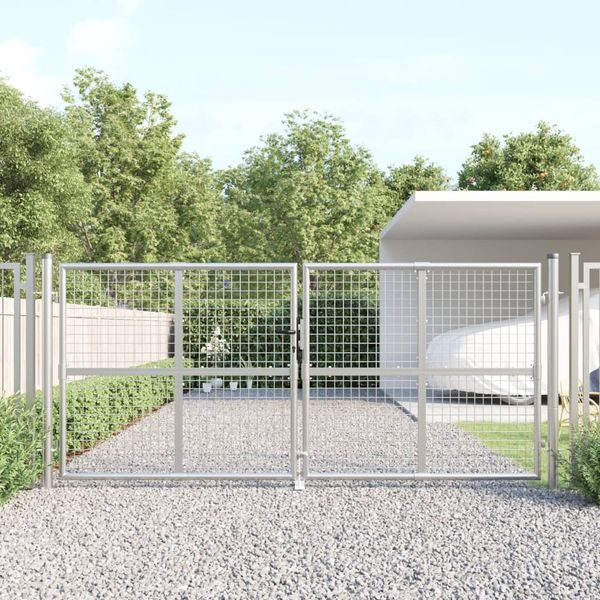 vidaXL Maschen-Gartentor Silber 300x125 cm Verzinkter Stahl 154531