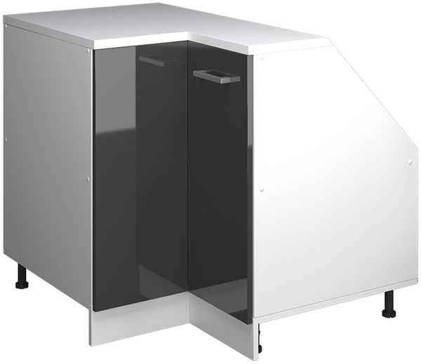 Dachschrägenschrank Eckschrank Rion Anthrazit Hochglanz 75.6 x 81.6 cm mit 1 Tür, Schrankkorpus 60 cm Tiefe Vicco