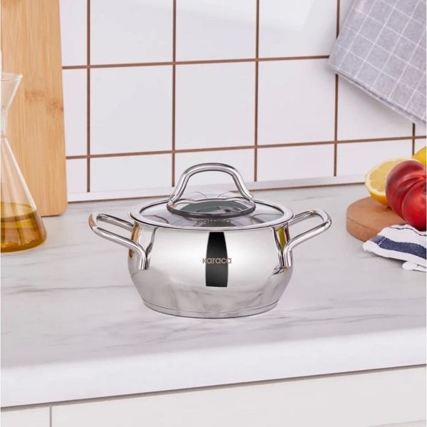 Karaca Kochtopf Karaca Emirgan Stahlpfanne Bratpfanne Edehlstahl Pfanne 14cm Silber