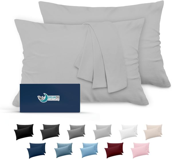 Dreamzie Kissenbezug 50x80 Grau 2er Set Mikrofaser Oeko-TEX Zertifiziert Kopfkissenbezug 50x80 Weich