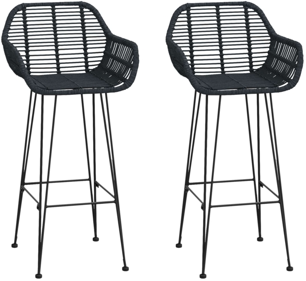 vidaXL Barstuhl 2 pcs Schwarz 55 x 52 x 105 cm Rattan und Eisen 42011555