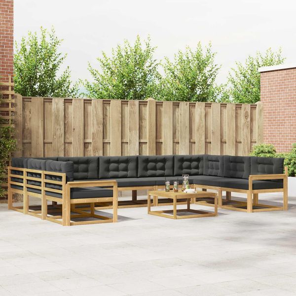 vidaXL Outdoor-Sofagarnitur mit Kissen 10 pcs Weiß und Anthrazit 3387061