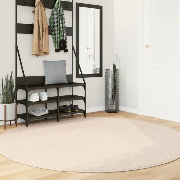 vidaXL Teppich HUARTE Kurzflor Weich und Waschbar Beige Ø 200 cm 375031
