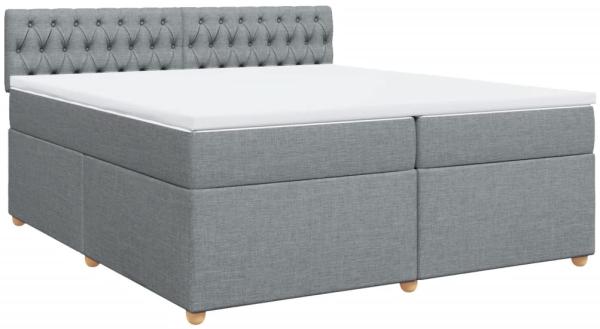 vidaXL Boxspringbett mit Matratze Hellgrau 200x200 cm Stoff 3286794