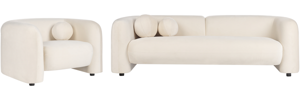 4-Sitzer Sofa Set Samtstoff cremeweiß LEIREN