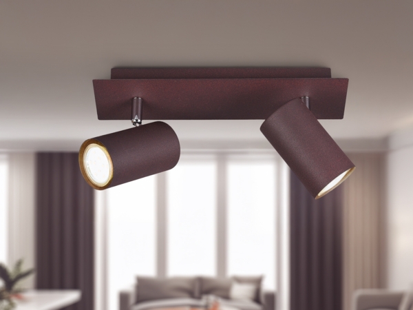 LED Deckenstrahler Rostfarben 2-flammig, Breite 30cm