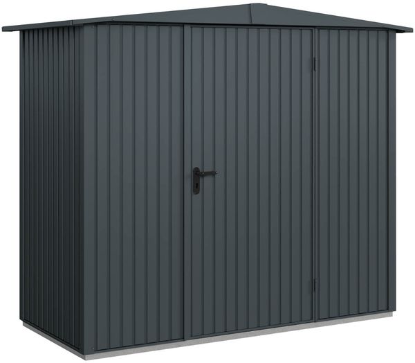 Hörmann Metall-Gerätehaus Berry Classic mit Satteldach Typ 1, 259 x 121 cm, anthrazitgrau, 3,1 m²,1-flüglige Tür