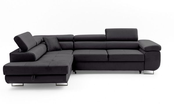 Muffo Ecksofa Wild Ecksofa mit Schlaffunktion, Verstellbare Kopfstützen, Schlaffunktion mit Bettkasten