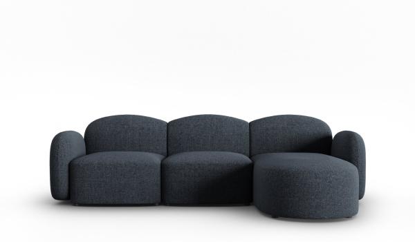 Micadoni Ecksofa Blair 4-Sitzer Rechts Chenille Blau Melange