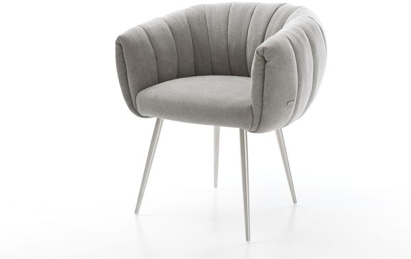 Esszimmerstuhl Jada-Flex Strukturstoff Soft Grau 4-Fuß konisch Edelstahl Taschenfederkern
