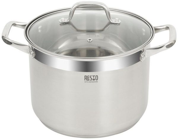 RESTO Kitchenware Kochtopf Libra, Topf energiesparend und spülmaschinenfest, Edelstahl 18/10 (1-tlg), Induktion, für alle Herdarten geeignet mit hitzebeständigem Glasdeckel