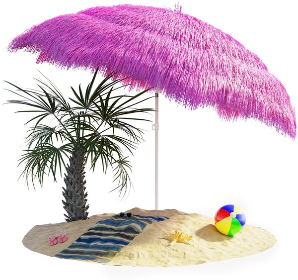 Kingsleeve 'Hawaii' Sonnenschirm, neigbar, UV Schutz 30+, Metall / Polyester rosa, Ø 160