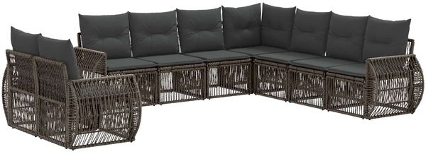 vidaXL Gartensofa-set 9 pcs Grau und Dunkelgrau Poly-Rattan 3435458