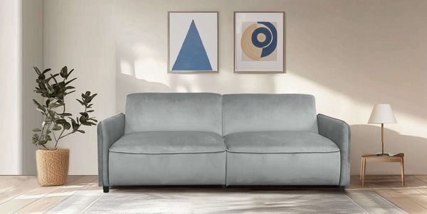 Dorel Home 3-Sitzer Allie Curved Schlafsofa 209 cm, Bettfunktion (110/190), verstellbare Rückenlehne, Cord u. Velours