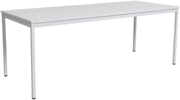 Furni24 Rechteckiger Universaltisch mit laminierter Platte, Metallgestell und verstellbaren Füßen, ideal im Homeoffice als Schreibtisch, Konferenztisch, Computertisch, Esstisch - Grau 200 x 80 x 75 cm