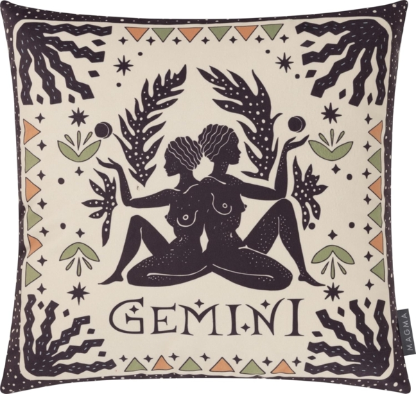 MAGMA Sternzeichen Kissenhülle Tierkreiszeichen beidseitig Bedruckt ca. 45x45 cm samtig weich Wendekissenhülle Astrologie (Zwilling)