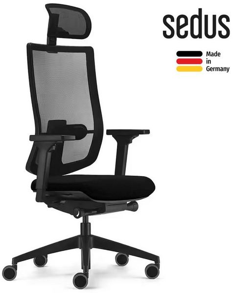 Sedus se:motion net, Drehstuhl, Bürostuhl, Mit Netzmembran Rot, Sitzpolster Schwarz, Armlehnen verstellbar, Höhenverstellbar 42-52. 5cm, bis 130kg Belastbar, 23° Öffnungswinkel