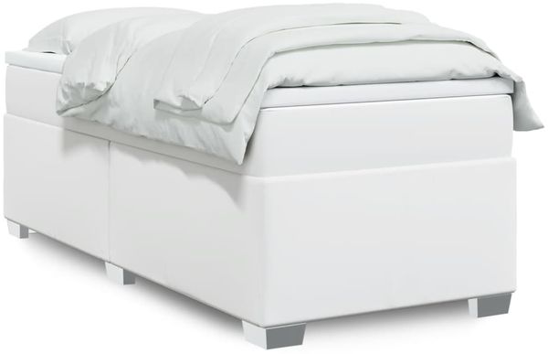 vidaXL Boxspringbett mit Matratze Weiß 100x200 cm Kunstleder 3285198