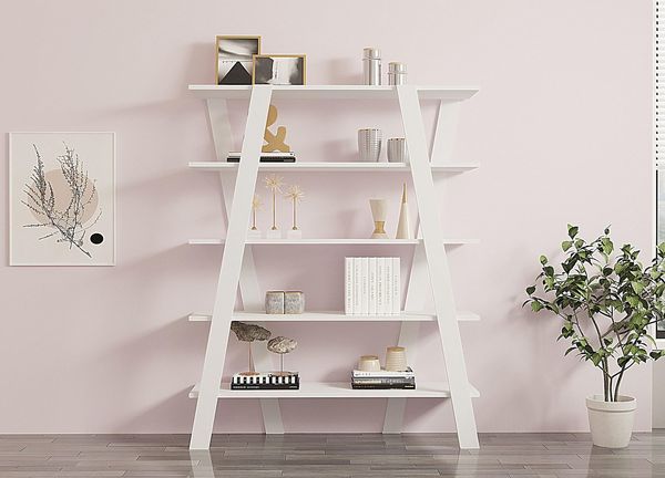 Hanah Home Scandinavian Style Bookshelf, White, 120 x 150 x 25 cm | 100% Melamine Coated Particle Board, 18 mm Thick | Numerous Shelves for Additional Storage