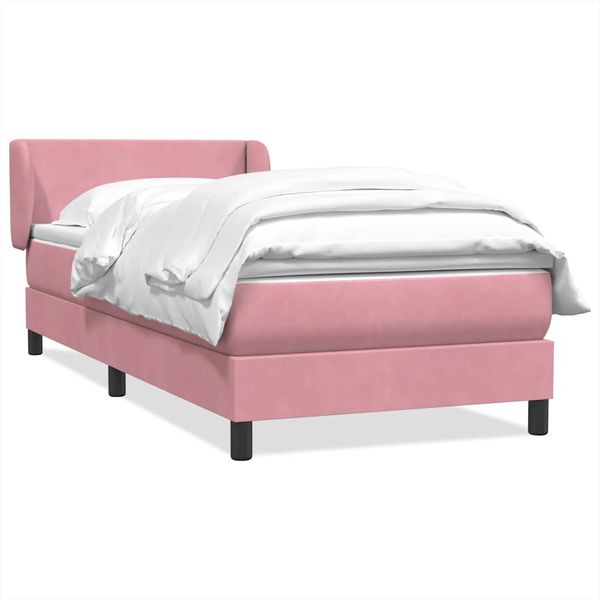 vidaXL Boxspringbett mit Matratze Rosa 90x210 cm Samt 3317348