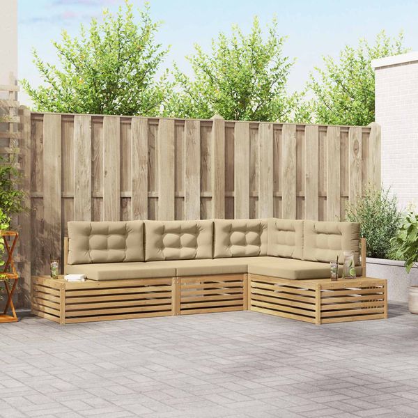 vidaXL 4 Stück Outdoor-Sofagarnitur Polyester Weiß 3391118