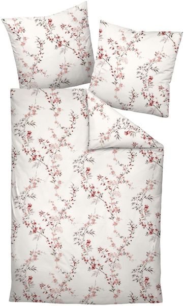 Bettwäsche Janine Mako Satin Palermo 31027-1 Blüten rosa 135x200