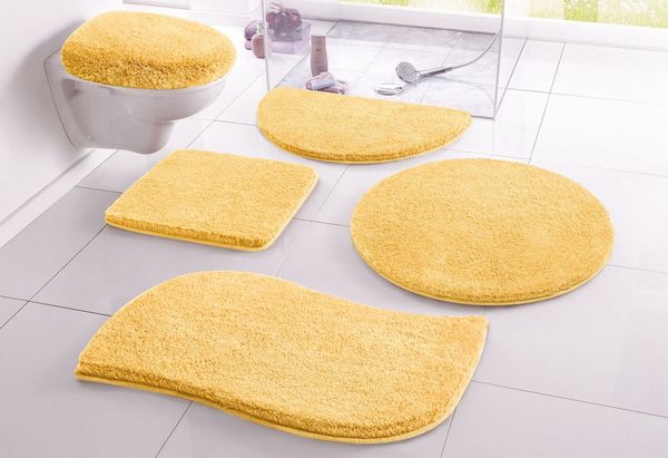 OTTO home Badematte Merida, Badvorleger, Badezimmer Teppich, Höhe 32 mm, rutschhemmend beschichtet, schnell trocknend, strapazierfähig, fußbodenheizungsgeeignet, Kunstfaser, wellenförmig, Badteppich, Uni Farben, rechteckig, rund & als 2-tlg. Set erhält...