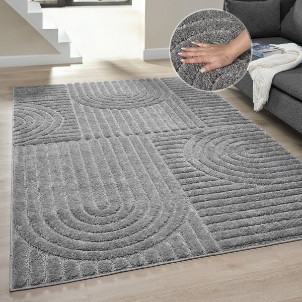 OTTO home Teppich Jonne, Boho-Design, Scandi, Designteppich, rechteckig, Höhe: 20 mm, Hoch-Tief, 3D Optik, skandinavischer Stil, Wohnzimmer, Schlafzimmer