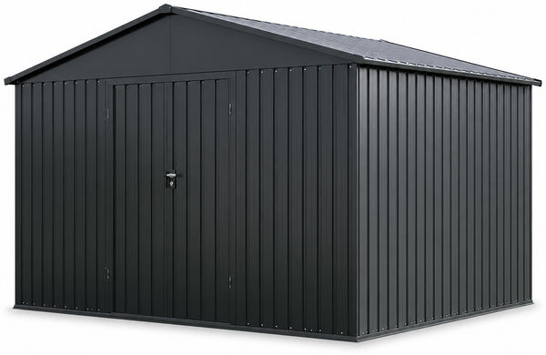 Albatros Gerätehaus 5XL | Anthrazit RAL 7016 | 339,6x375,3x199,6cm | abschließbar inkl. Schloss & Haken, Gartenhaus aus verzinktem wetterfestem Metall Bild 9