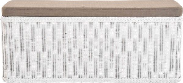 Krines Home Sitztruhe Breiter Rattan Wäschekorb 115cm mit Deckel Wäschetruhe XXL Sitzbank, schmal Flur Bank Sitzhocker Wäschesammler Sitz-Truhe Natur Rechteckig