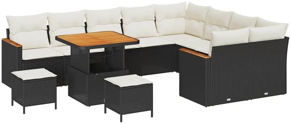 vidaXL Gartensofa-set mit Kissen mit Kissen 12 pcs Schwarz Poly Rattan 3365030 Bild 2