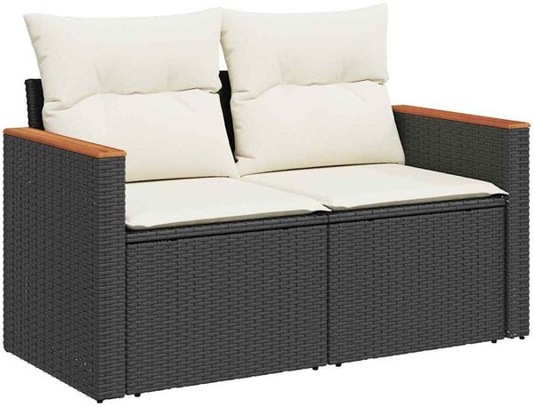 vidaXL Gartensofa-set mit Kissen mit Kissen 12 pcs Schwarz Poly Rattan 3365030 Bild 6