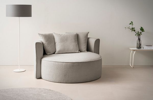 LeGer Home by Lena Gercke XXL-Sessel Isalie, Lesesessel, Loveseat, inklusive Zierkissen, extra große Sitzfläche, optional mit Hocker, Cord, Samt, Bouclé