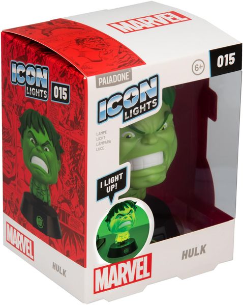 Paladone Marvel Hulk Icon Light, 11cm Desk or Bedside Lamp, AAA Battery Powered, Officially Licensed