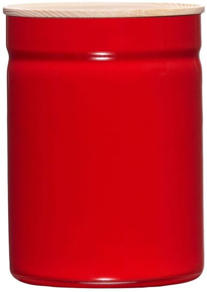 Riess Vorratsdose 2250ml Emaille mit Eschenholzdeckel fresh tomato