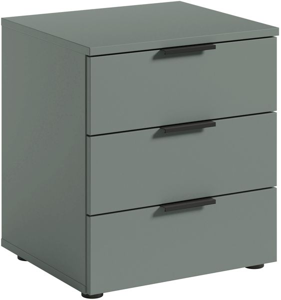 Nachtkommode >Linz< 3 Schübe, auch für Boxspringbetten, in Salbei - 45x50x40cm (BxHxT)