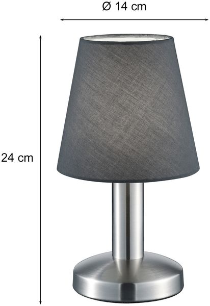LED Tischlampe mit Stoff Lampenschirm Grau & Touchfunktion dimmbar, Höhe 24cm Bild 4