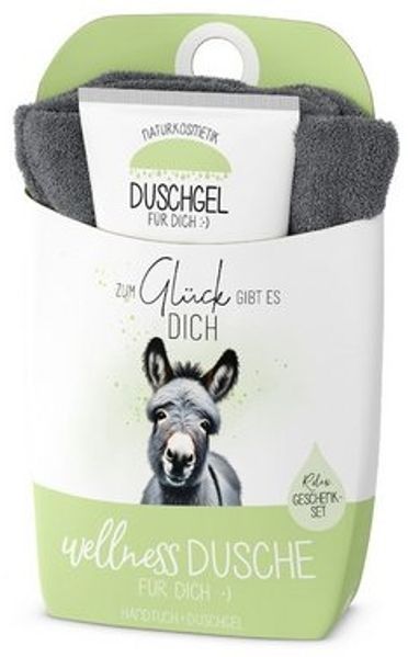 Wellnessdusche Geschenk-Set Duschgel Handtuch la vida Esel 1088041