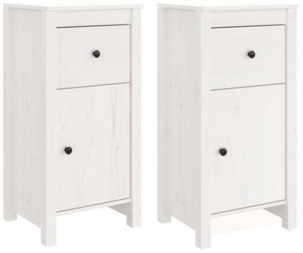 Sideboards 2 Stk. Weiß 40 x 35 x 80 cm Massivholz Kiefer [813757]