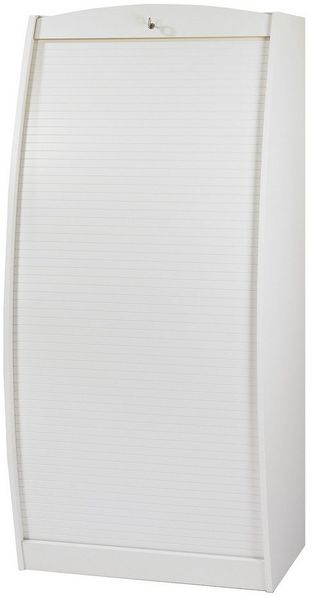 SIMMOB Schreibtisch PARIS580BL, Schreibtisch curved Computertisch Sekretär mit Rollladentür Weiß
