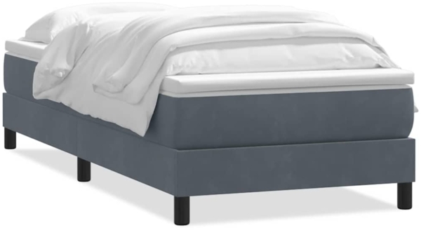 vidaXL Boxspringbett mit Matratze Dunkelgrau 80x210 cm Samt 3315898
